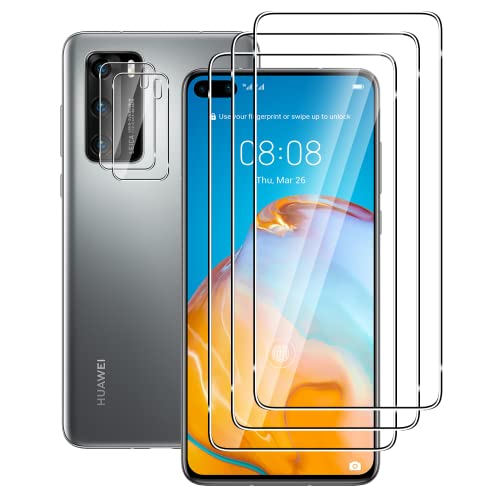 FWang [3+2 Stück] Temperglas Schutzfolie für Huawei P40 und Kamera Schutzfolie,9H Härte,kratzfest,blasenfrei,HD Displayschutz von FWang