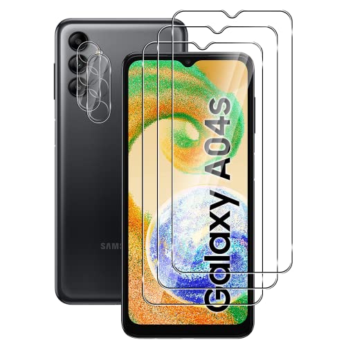 FWang [3+2 Stück] Temperglas Schutzfolie für Samsung Galaxy A04S + Kamera Schutzfolie,9H Härte,kratzfest,blasenfrei,HD Displayschutz von FWang