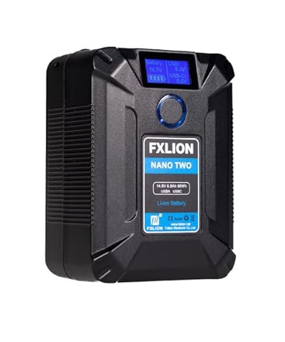 FXLION Nano Two V-Mount-Akku – 14,4V 6800mAh 98Wh mit D-Tap USB-A USB-C Micro-USB-Anschluss 520 g kompakt mit Kamera, Camcorder, Beleuchtung, Monitor, Telefon und Laptop. von FXLION