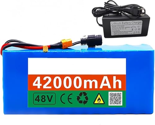 48 V 42 Ah Li-Ionen-Akku mit Ladegerät, eingebauter BMS-Schutz, perfekt for Elektrofahrräder, geeignete Elektrofahrradmotoren(XT60) von FXLUHAY