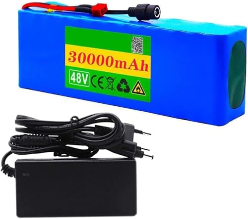 Lithium-Ionen-Akku, 48 V 30 Ah 13S3P Elektroroller-Lithium-Ionen-Akku, mit BMS + 54,6 V Ladegerät, EBike Elektrofahrrad-Scooter(Xt60) von FXLUHAY
