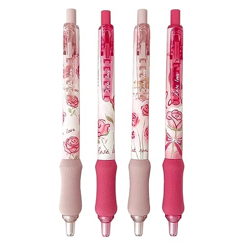 4 Stück Einziehbare Gelschreiber Gel Pen Set, 0,5mm Schwarz Stift Cartoon Stift Gel Kugelschreiber Für Schreiben, Süße Tagbuchschreiben Und Notieren Gelstifte Für Schule Büro Zuhause (Stil E) von FYBlossom