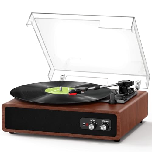 Plattenspieler, FYDEE Vinyl Plattenspieler mit Eingebauten Stereo-Lautsprechern, 3 Geschwindigkeiten 33/45/78 RPM, Bluetooth Schallplattenspieler, Unterstützt RCA-Ausgang, AUX-Eingang, Kastanienbraun Plattenspieler, FYDEE Vinyl Plattenspieler mit Eingebauten Stereo-Lautsprechern, 3 Geschwindigkeiten 33/45/78 RPM, Bluetooth Schallplattenspieler, Unterstützt RCA-Ausgang, AUX-Eingang, Kastanienbraun von FYDEE