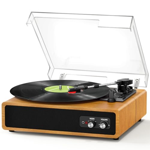 Plattenspieler, FYDEE Vinyl Plattenspieler mit Eingebauten Stereo-Lautsprechern, 3 Geschwindigkeiten 33/45/78 RPM, Bluetooth Schallplattenspieler, Unterstützt RCA-Ausgang und AUX-Eingang,Hellbraun Plattenspieler, FYDEE Vinyl Plattenspieler mit Eingebauten Stereo-Lautsprechern, 3 Geschwindigkeiten 33/45/78 RPM, Bluetooth Schallplattenspieler, Unterstützt RCA-Ausgang und AUX-Eingang,Hellbraun von FYDEE
