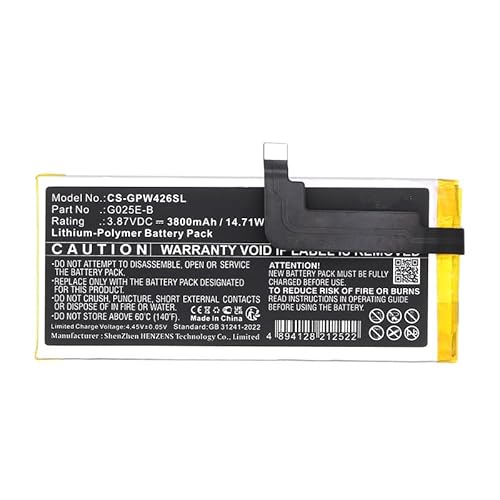 CS Ersatz Akku für G025E, G025H, G6QU3, GD1YQ, Pixel 4A 5G PN: G025E-B 3800mAh / 14.71Wh CS Ersatz Akku für G025E, G025H, G6QU3, GD1YQ, Pixel 4A 5G PN: G025E-B 3800mAh / 14.71Wh von FYIOGXG
