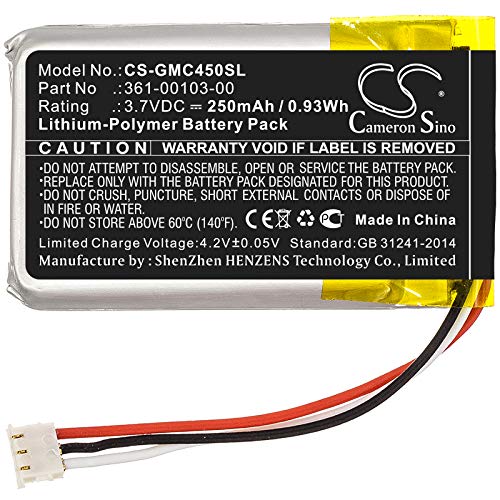 Cameron Sino Ersatz Akku für DashCam 45, Dash Cam 45, Dash Cam 56, DashCam 56, DashCam 46, DashCam 66, Dash Cam 55, DashCam 55 361-00103-00 250mAh / 0.93Wh Cameron Sino Ersatz Akku für DashCam 45, Dash Cam 45, Dash Cam 56, DashCam 56, DashCam 46, DashCam 66, Dash Cam 55, DashCam 55 361-00103-00 250mAh / 0.93Wh von FYIOGXG