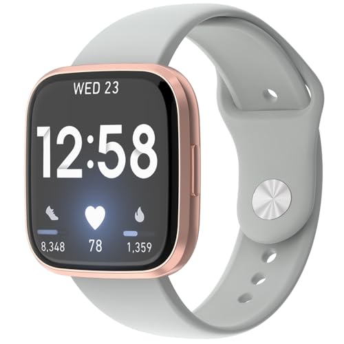 FYISWHO Silikon Ersatzarmband Kompatibel mit Fitbit Versa 2/Fitbit Versa für Damen Herren,Sport Armbänder Uhrenarmband,Armband für Fitbit Versa Lite/Fitbit Versa SE (Gray) von FYISWHO