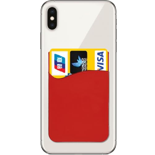 Handy Kartenhalter Universal,Kartenhülle für Samsung Galaxy xcover 6 5 4 4s pro Note 8 9 10 20 a5 a6 a7 a8 a9 j4 j6 Plus, Silikon Kreditkarten Tasche für Galaxy m53 m53 m51 m33 m32 m31 (Red) von FYISWHO
