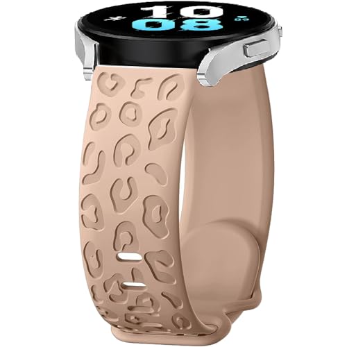 Leopard Gravierte Armband Silikon Kompatibel mit Samsung Galaxy Watch 6/Watch 5/Watch 4 40 mm 44 mm,20 mm Sport Armband Uhrenarmband,Ersatzarmband für Galaxy Watch 5 Pro 45mm/Active 2/Watch 3 (Walnut) von FYISWHO