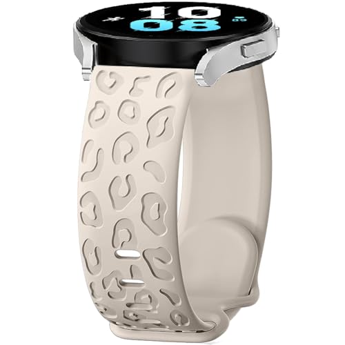 Leopard Gravierte Armband Silikon Kompatibel mit Samsung Galaxy Watch 6/Watch 5/Watch 4 40 mm 44 mm,20 mm Sport Armband Uhrenarmband,Ersatzarmband für Galaxy Watch 5 Pro 45mm/Active 2/Watch 3 von FYISWHO
