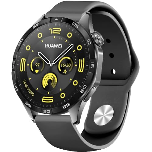Silikon Armbänder für Huawei Watch GT 4 46mm/GT 3 Pro 46mm/GT 3 46 mm/GT 2 46 mm/GT 2 Pro/GT 2e, 22mm Sport Armband Uhrenarmband, Ersatzarmband für Huawei Watch 3/3 Pro/Watch 4/4Pro (Black) von FYISWHO