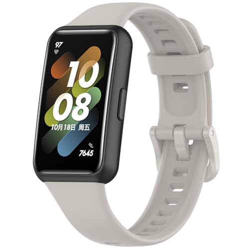 Silikon Ersatzarmband für Huawei Band 7, Sport Armbänder Uhrenarmband, Armband für Huawei Band 7 (Gray) von FYISWHO