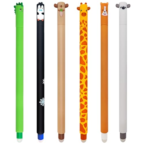 FYJCXCMP Radierbarer Gelschreiber, Kugel am Ende zum,Set mit 6 radierbaren Gelstiften, 0.5mm Cartoon Löschbarer Stift Löschbaren Gelstiften für Kinder Studenten Schule Büro von FYJCXCMP