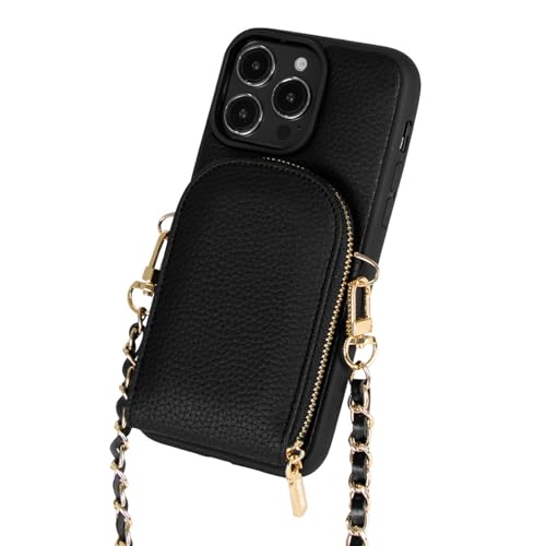 FYLTWUK Brieftaschenhülle für iPhone 16 Pro Max/16 Pro/16 Plus/16, mit Reißverschluss-Kartenhalter, modische Lederhülle zum Umhängen., 16 pro,Black FYLTWUK Brieftaschenhülle für iPhone 16 Pro Max/16 Pro/16 Plus/16, mit Reißverschluss-Kartenhalter, modische Lederhülle zum Umhängen., 16 pro,Black von FYLTWUK
