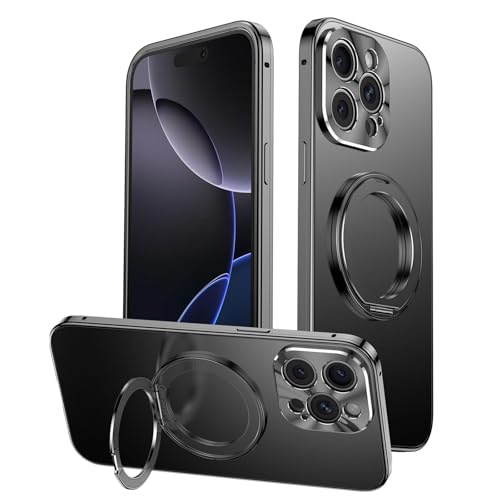 FYLTWUK Magnetische Hülle für iPhone 16 Pro Max, unterstützt kabelloses Laden, Fallschutzabdeckung, Verstellbarer Metallständer, Telefonhülle,Black FYLTWUK Magnetische Hülle für iPhone 16 Pro Max, unterstützt kabelloses Laden, Fallschutzabdeckung, Verstellbarer Metallständer, Telefonhülle,Black von FYLTWUK