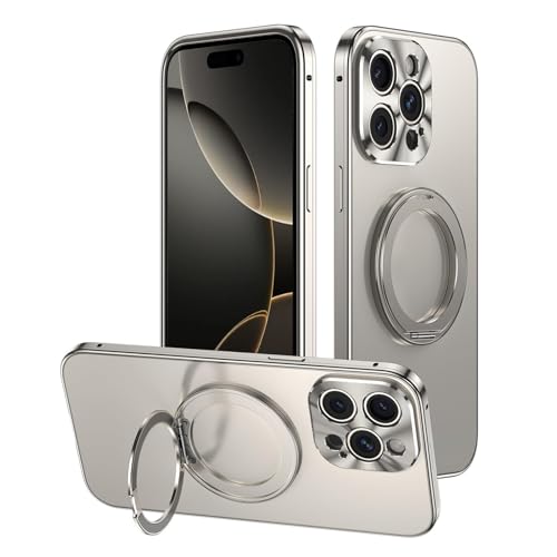 FYLTWUK Magnetische Hülle für iPhone 16 Pro Max, unterstützt kabelloses Laden, Fallschutzabdeckung, Verstellbarer Metallständer, Telefonhülle,Silver FYLTWUK Magnetische Hülle für iPhone 16 Pro Max, unterstützt kabelloses Laden, Fallschutzabdeckung, Verstellbarer Metallständer, Telefonhülle,Silver von FYLTWUK