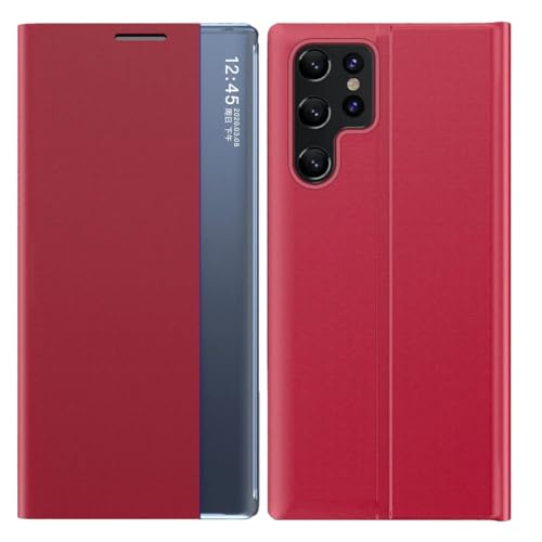 Hülle für Samsung Galaxy S25 Ultra/S25 Plus/S25, mit Fensteransichtsfunktion und Smart Hibernation Flip Stoßfeste Schutzhülle Schlanke Lederhülle,S25 Plus,Red Hülle für Samsung Galaxy S25 Ultra/S25 Plus/S25, mit Fensteransichtsfunktion und Smart Hibernation Flip Stoßfeste Schutzhülle Schlanke Lederhülle,S25 Plus,Red von FYLTWUK