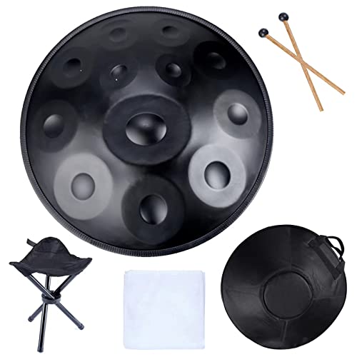 FYLZW 9 10 12 Noten Handpan Drum Instrument, Handpan Drum In D Minor, 432 Hz Stahlhandtrommel Mit Soft Handpan Bag, 2 Handpan Mallets, Handpan Stand, Für Klangheilung, Persönliche Meditation von FYLZW