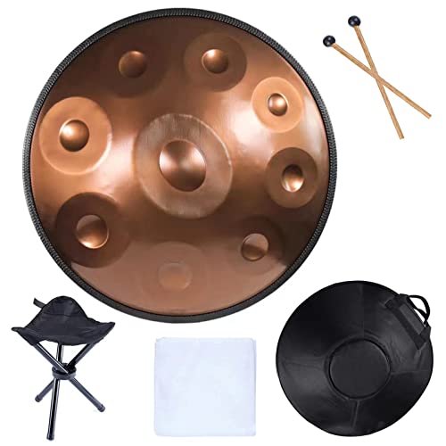 FYLZW 9 10 12 Noten Handpan Drum Instrument, Handpan Drum In D Minor, 432 Hz Stahlhandtrommel Mit Soft Handpan Bag, 2 Handpan Mallets, Handpan Stand, Für Klangheilung, Persönliche Meditation von FYLZW