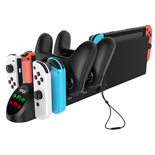 FYOUNG 6 in 1 Switch Controller Ladestation Kompatibel mit Nintendo Switch & Switch OLED mit USB Anschluss, Switch Ladestation für Pro Controller und Joy Con Ladegerät Zubehör - Schwarz von FYOUNG