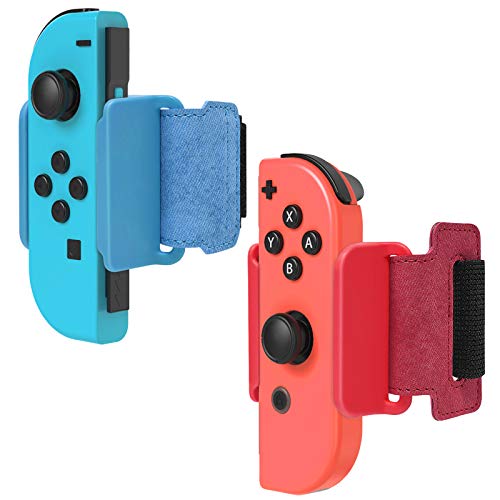 FYOUNG Armbänder für Just Dance 2024 2023 2022/ für Zumba, 2 Pack Verstellbare Elastische Armband für Zumba kompatibel mit Nintendo Switch/Switch OLED - Blau/Rot von FYOUNG