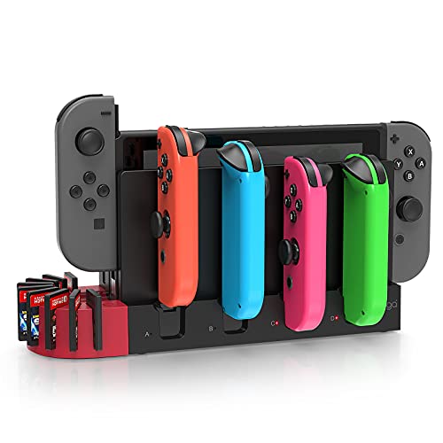 FYOUNG Controller Ladestation für Joy Con Switch & Switch OLED mit 9 Spiele Lagerung, Switch Ladeständer für Joycon Ladestation Zubehör mit Spiele Aufbewahrung von FYOUNG