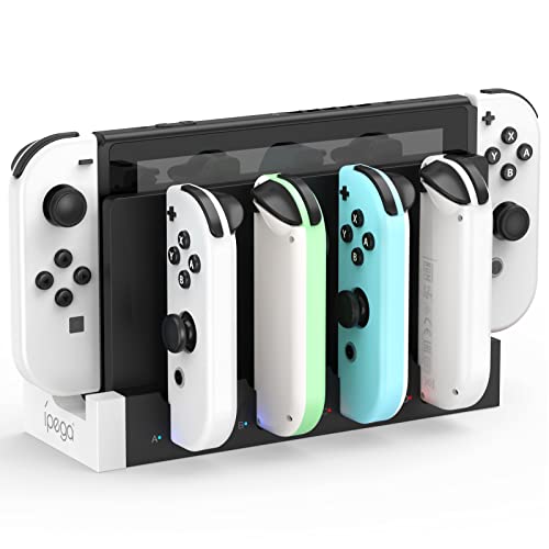 FYOUNG Controller Ladestation für Joy Con kompatibel mit Nintendo Switch & Switch OLED, Switch Ladestation Zubehör für JoyCons mit LED-Anzeige - Weiß&Schwarz von FYOUNG