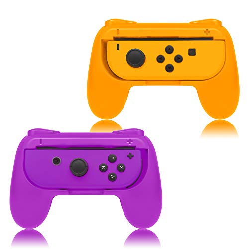 FYOUNG Griffe Halterung für JoyCon Switch & Switch OLED Modell, Controller Grip für JoyCon Halter Zubehör - Orange/Lila (2 Pack) von FYOUNG