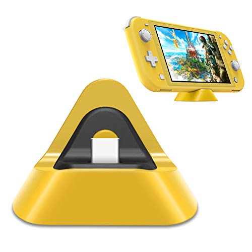 FYOUNG Triangle Ladestation für Nintendo Switch/Switch OLED/Switch Lite, Kompakt Mini Switch Ständer mit USB-C-Anschluss Switch Lite Charger Dock Stand - Gelb von FYOUNG