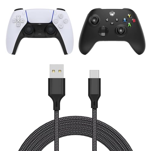 FYOUNG Typ C Ladekabel Kompatibel mit PS5-Controller (5m), Universal Geflochtenes Nylon-Schnellladekabel Kompatibel mit Xbox Series X/S Controller und Telefone (Schwarz) von FYOUNG