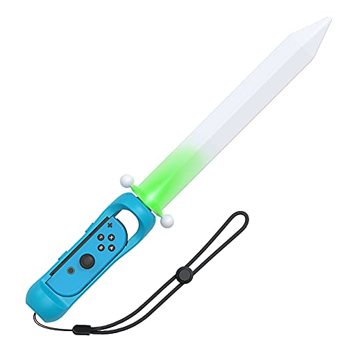LED-Spielschwert für Nintendo Switch/Switch OLED Joy Cons, Handgriff-Schwert für The Legend of Zelda: Skyward Sword HD 2021 mit verstellbarer elastischer Handschlaufe, NUR für Right Joy Con (blau) von FYOUNG