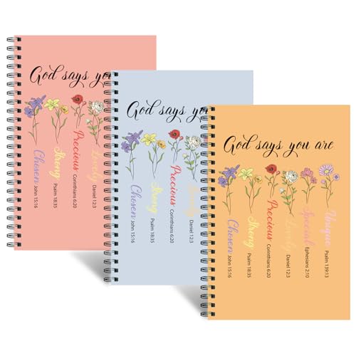 FYSUIMU Christliches Spiral-Tagebuch, A5, inspirierend, Blumengott sagt du bist College, liniert, Doppeldrahtbindung mit 60 Seiten Papier für Zuhause, Büro, Klassenzimmer, 3 Packungen FYSUIMU Christliches Spiral-Tagebuch, A5, inspirierend, Blumengott sagt du bist College, liniert, Doppeldrahtbindung mit 60 Seiten Papier für Zuhause, Büro, Klassenzimmer, 3 Packungen von FYSUIMU