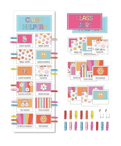 FYSUIMU Groovy Klassenauftrag Taschendiagramm mit Kartenhaken, Clip, Boho, Schulanfang, Klassenzimmer, Lehrermanagement für Vorschule, Pinnwand, Dekorzubehör FYSUIMU Groovy Klassenauftrag Taschendiagramm mit Kartenhaken, Clip, Boho, Schulanfang, Klassenzimmer, Lehrermanagement für Vorschule, Pinnwand, Dekorzubehör von FYSUIMU