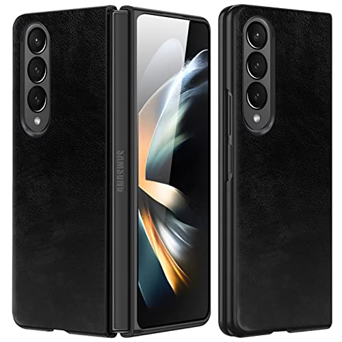 FYY Galaxy Fold 4 Hülle 5G,Handyhülle für Samsung Galaxy Fold 4 Klapphülle,PU Lederhülle für Samsung Fold 4 Tasche 5G 6.7 Zoll-Schwarz (2022) von FYY