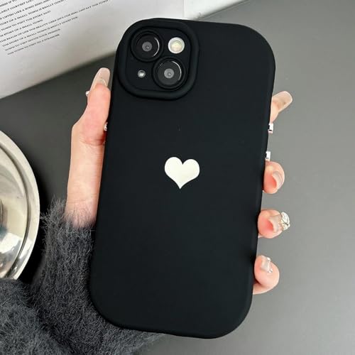 FYYFTYT Bonbonfarbenes Herz-Silikon, weicher Kameraschutz, stoßfeste, verdickte Hülle (für iPhone 13 Pro/Schwarz) von FYYFTYT