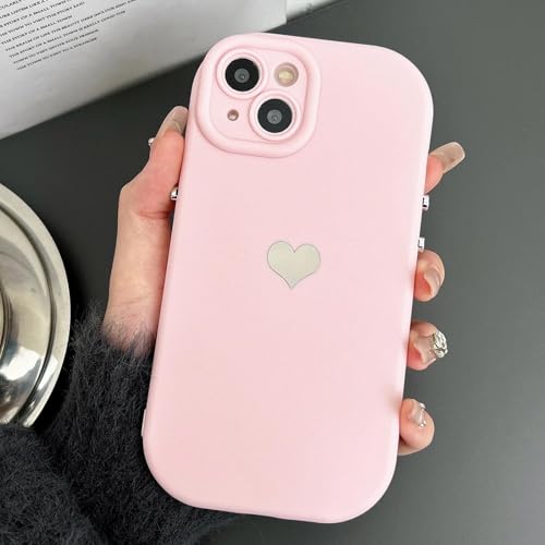 FYYFTYT Candy Color Heart Silikon Weicher Kameraschutz Stoßfeste, verdickte Hülle (Für iPhone 15 Plus/Pink) von FYYFTYT
