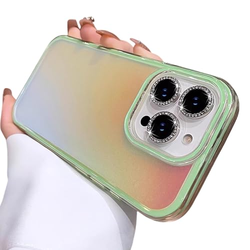 FYYFTYT Glitzernde Laser-Gradient-Aurora-Transparentlinsenfolie, stoßfeste Schutzhülle (für iPhone 13/Grün) von FYYFTYT