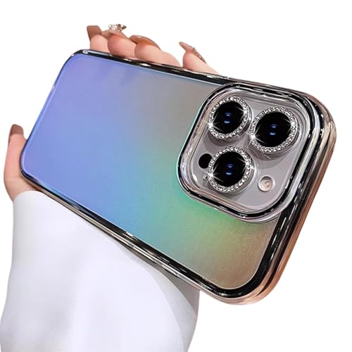 FYYFTYT Glitzernde Laser-Gradient-Aurora-Transparentlinsenfolie, stoßfeste Schutzhülle (für iPhone 13 Pro Max/Schwarz) von FYYFTYT