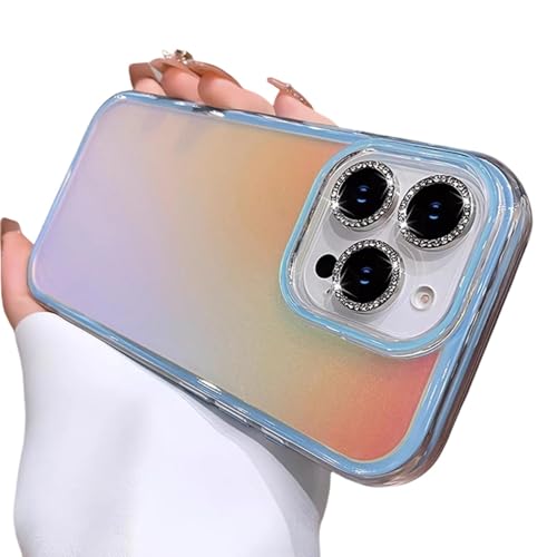 FYYFTYT Glitzernde Laser-Gradient-Aurora-Transparentlinsenfolie, stoßfeste Schutzhülle (für iPhone 16 Pro Max/Blau) von FYYFTYT