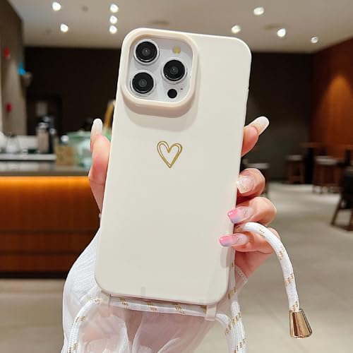 FYYFTYT Lanyard Flüssigsilikon Love Heart Weiches Crossbody-Halsband Stoßfeste Hülle (für iPhone XR/Weiß) von FYYFTYT