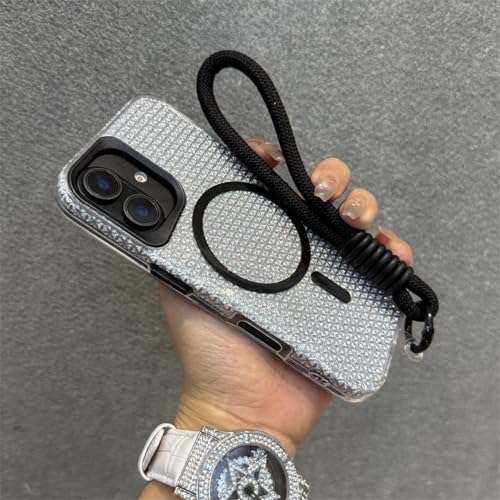 FYYFTYT Luxuriöse, glitzernde, magnetische Armband-Lanyard-Hülle zum kabellosen Laden (für iPhone 12 Pro/Schwarz) von FYYFTYT