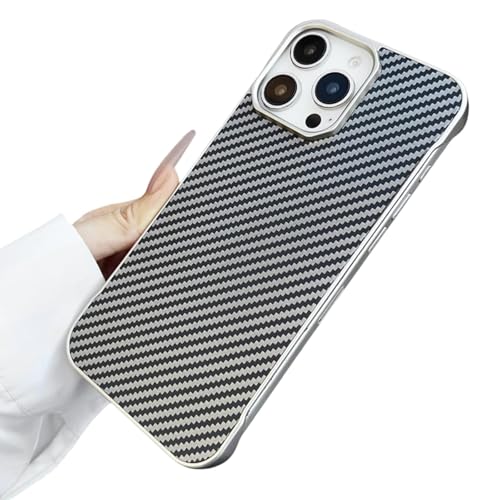 FYYFTYT Luxuriöse, rahmenlose, einfarbige, stoßfeste Schutzhülle mit Kohlefasermuster (für iPhone 13 Pro Max/Grau) von FYYFTYT