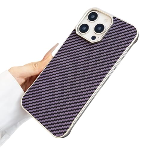 FYYFTYT Luxuriöse, rahmenlose, einfarbige, stoßfeste Schutzhülle mit Kohlefasermuster (für iPhone 16 Pro Max/Dunkelviolett) von FYYFTYT