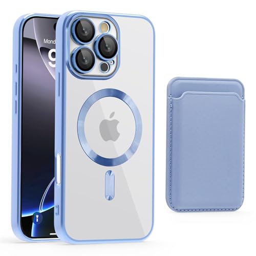 FYYFTYT Luxuriöse Brieftasche aus Leder mit transparentem Kartenhalter, Handytasche (für iPhone 13 Pro Max/Sierra Blue) von FYYFTYT