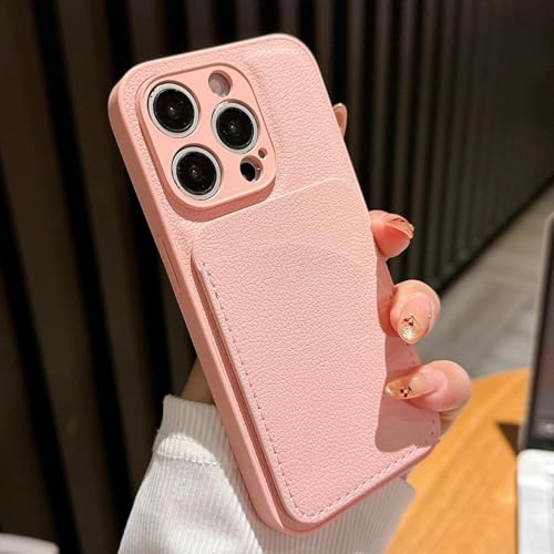 FYYFTYT Luxuriöse Leder-Slot-Kartenkamera-Schutzhülle aus weichem Silikon (für iPhone 15/Pink) von FYYFTYT