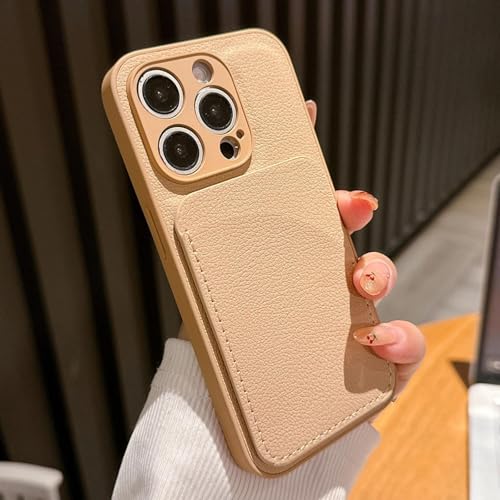 FYYFTYT Luxuriöse Leder-Slot-Kartenkamera-Schutzhülle aus weichem Silikon (für iPhone 16 Pro/Khaki) von FYYFTYT