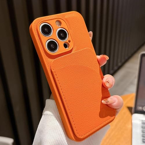 FYYFTYT Luxuriöse Leder-Slot-Kartenkamera-Schutzhülle aus weichem Silikon (für iPhone 16ProMax/Orange) von FYYFTYT