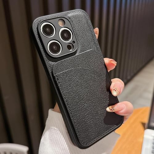 FYYFTYT Luxuriöse Leder-Slot-Kartenkamera-Schutzhülle aus weichem Silikon (für iPhone XR/Schwarz) von FYYFTYT