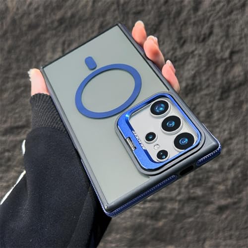 FYYFTYT Luxus-Rüstung, vollständige Abdeckung, Objektiv, Klappständer, matt, magnetisch (für Galaxy S24 FE/Marineblau) von FYYFTYT