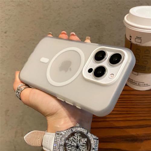 FYYFTYT Matte Candy Magnetic Wireless Charge Transparent Shockproof Hardcover (Für iPhone 16 Pro/Weiß) von FYYFTYT